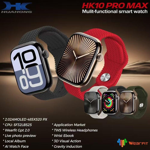 Montre Connectée HK 10 Pro Max – Écran HD, Appels Bluetooth & Suivi Santé